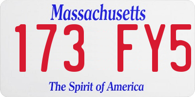 MA license plate 173FY5