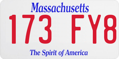 MA license plate 173FY8
