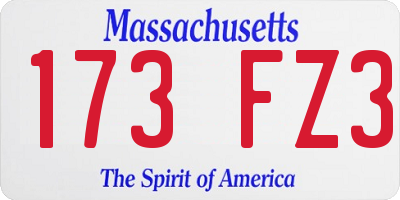MA license plate 173FZ3