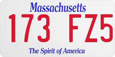 MA license plate 173FZ5