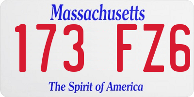 MA license plate 173FZ6