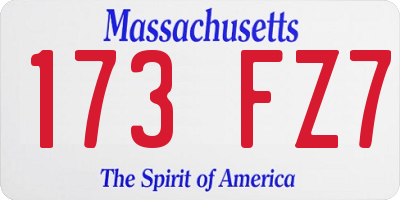 MA license plate 173FZ7