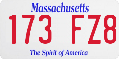 MA license plate 173FZ8