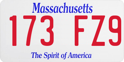 MA license plate 173FZ9