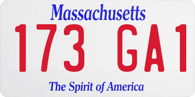 MA license plate 173GA1