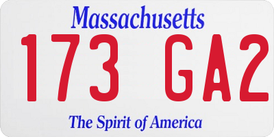 MA license plate 173GA2