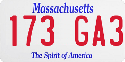 MA license plate 173GA3