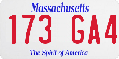 MA license plate 173GA4