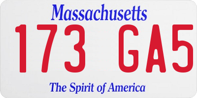 MA license plate 173GA5