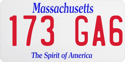 MA license plate 173GA6