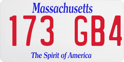MA license plate 173GB4