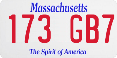 MA license plate 173GB7