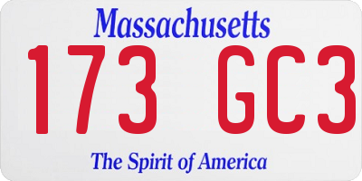 MA license plate 173GC3
