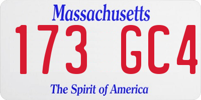 MA license plate 173GC4