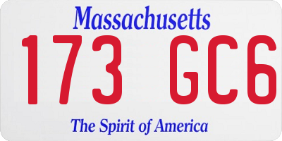 MA license plate 173GC6