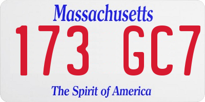 MA license plate 173GC7