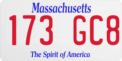 MA license plate 173GC8