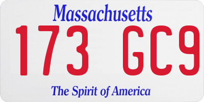 MA license plate 173GC9