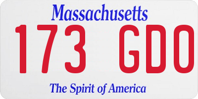 MA license plate 173GD0