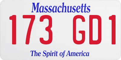 MA license plate 173GD1