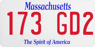 MA license plate 173GD2