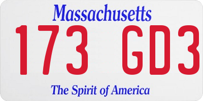 MA license plate 173GD3