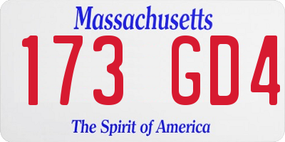 MA license plate 173GD4