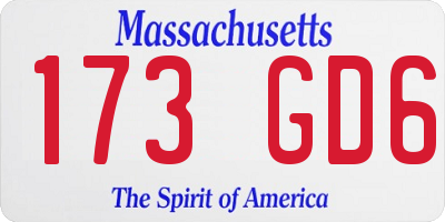 MA license plate 173GD6