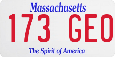 MA license plate 173GE0