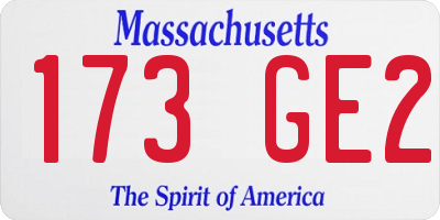 MA license plate 173GE2
