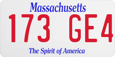 MA license plate 173GE4