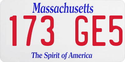 MA license plate 173GE5