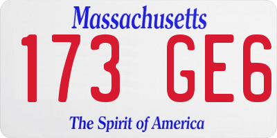 MA license plate 173GE6