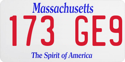 MA license plate 173GE9