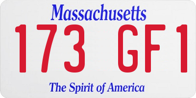 MA license plate 173GF1