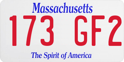 MA license plate 173GF2