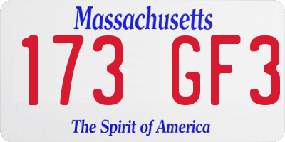 MA license plate 173GF3