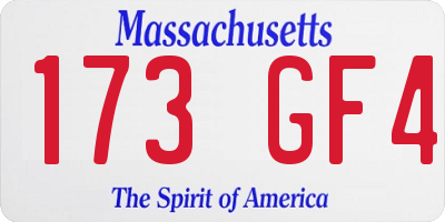 MA license plate 173GF4
