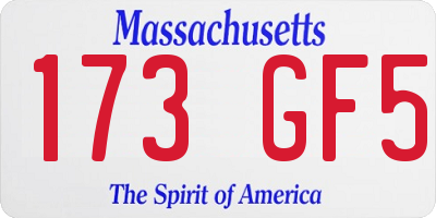 MA license plate 173GF5