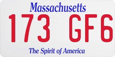 MA license plate 173GF6
