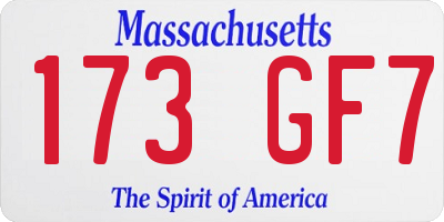 MA license plate 173GF7