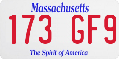 MA license plate 173GF9