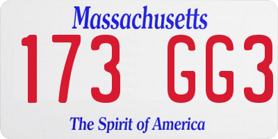 MA license plate 173GG3