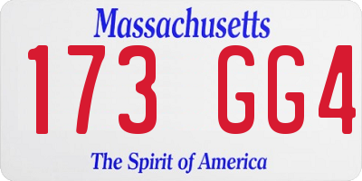 MA license plate 173GG4