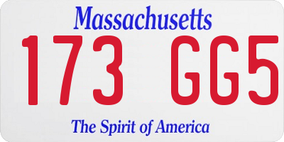 MA license plate 173GG5