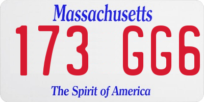 MA license plate 173GG6