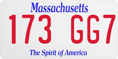 MA license plate 173GG7