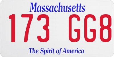 MA license plate 173GG8