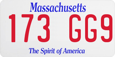 MA license plate 173GG9
