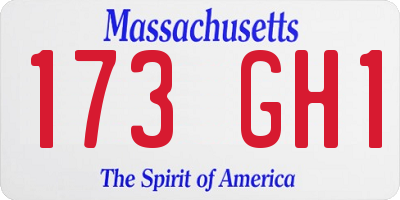 MA license plate 173GH1